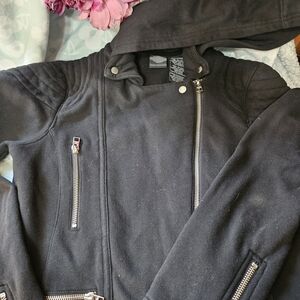 Harley-Davidson Vintage 1990s Biker Zip Cotton Black Jacket Medium EUC